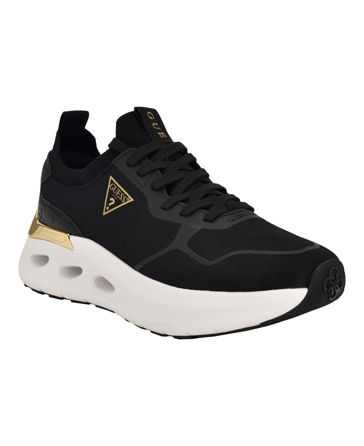Guess Women's Soulite Knit Lace Up Trainer Sneakers In Black