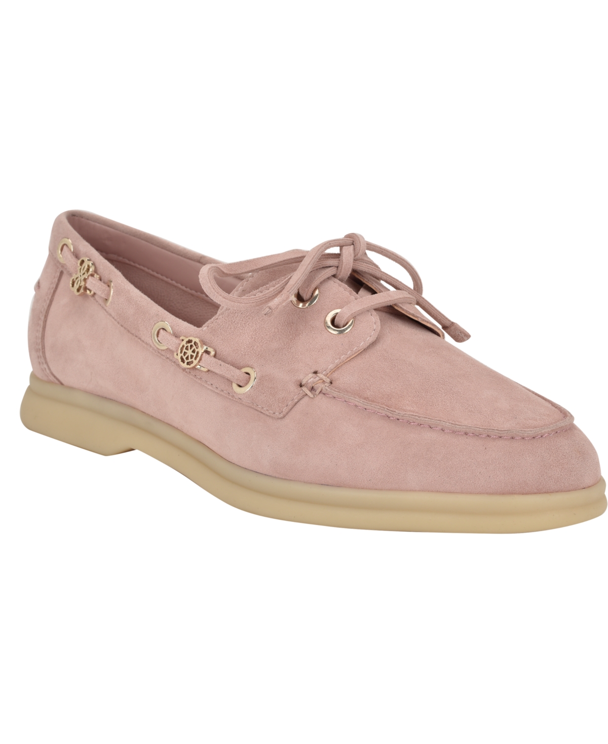 Guess Women's Yomaya Charms Boat Shoe Loafers In Light Pink Suede