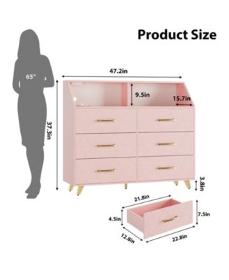 6-Pc Wood Dresser with Charging Station & LED – Modern Storage Chest