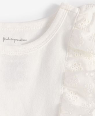 Baby Girls Solid Eyelet-Flutter Dress, Exclusively at Macy's