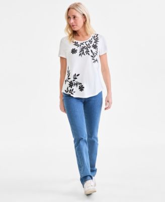 Petite Perfect Printed Crewneck Tee, Exclusively at Macy's