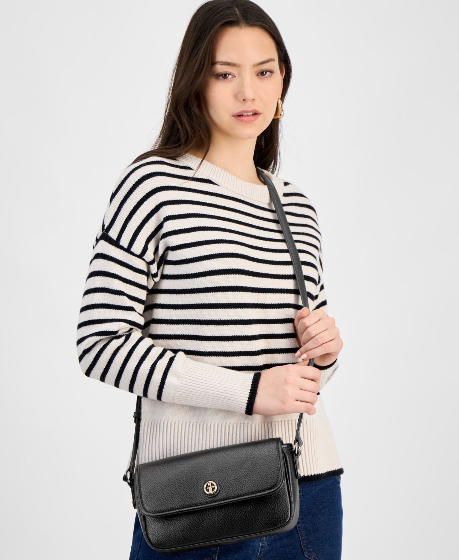 Pebble East West Small Flap Crossbody