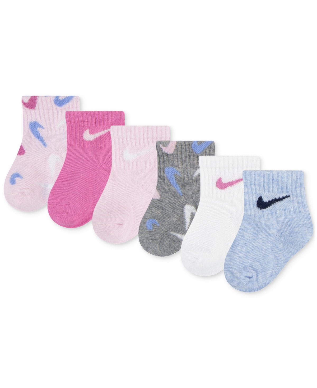 Nike Baby And Toddler Swooshfetti Ankle Socks, Pack Of 6 In Pink Foam