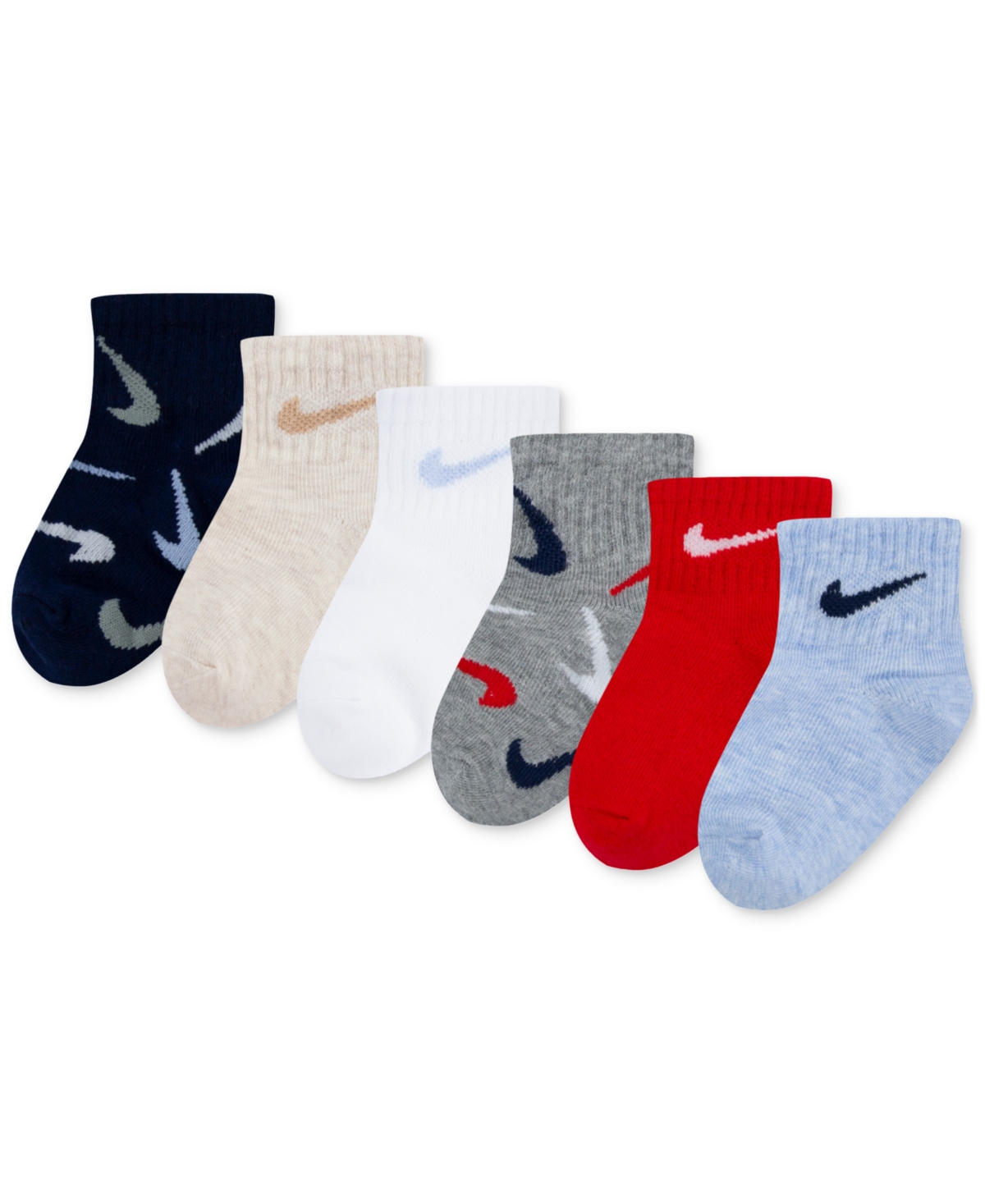 Nike Baby and Toddler Swooshfetti Ankle Socks, Pack of 6 - Dk Grey