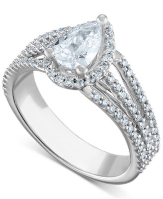 Macy's - Diamond Pear-Cut Three-Row Ring (1-1/4 ct. t.w.) in 14k White Gold