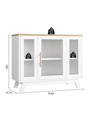 Buffet Storage Cabinet with Fluted Glass Door