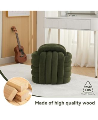 Chenille Fabric Modern Knot Design Ottoman, Comfortable Footstool for Living Room and Bedroom-The Pop Home