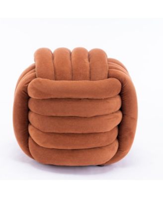 Chenille Fabric Modern Knot Design Ottoman, Comfortable Footstool for Living Room and Bedroom