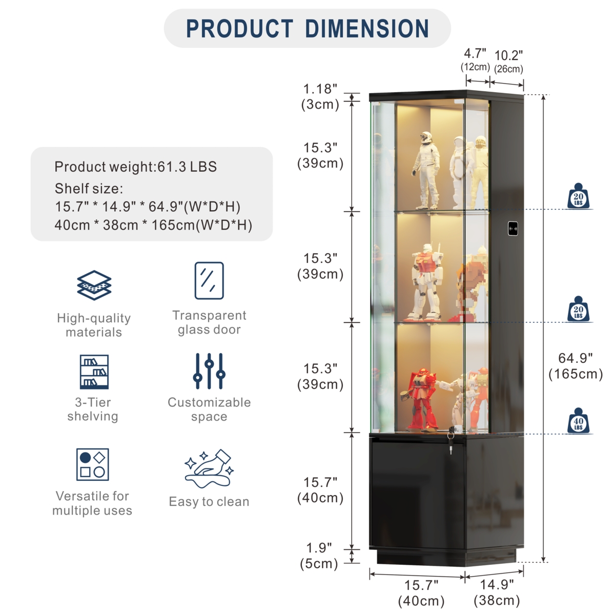 Vlsrka Wine Bar Storage Cabinet with Led Lights