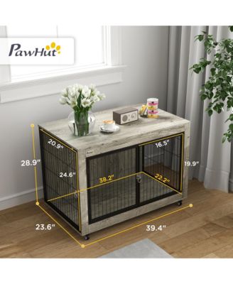 39" Dog Crate Furniture on Wheels, for Large Dogs,