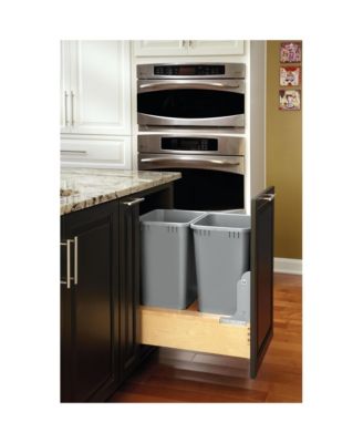 Double Pullout Bottom Mount Trash Can 50 qt., Gray, 4WCBM-2150DM-2