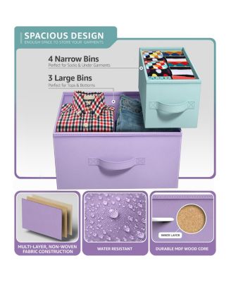 Dresser with 7 Drawers - Storage Chest Organizer with Steel Frame, Wood Top, Handles, Fabric Bins