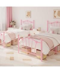 Twin Size Bed Frame, Heart Shaped Metal Bed Frame with Headboard and Footboard, Platform Bed Frame with Sturdy Slat Support, Underbed Storage Space, No Box Spring Needed