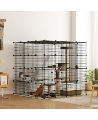 4-Tier Large Cat Cage, 55" DIY Cat Playpen with Platforms,