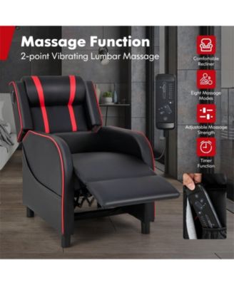PU Leather Massage Gaming Recliner Chair with Side Pockets