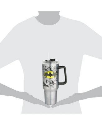 Batman Stainless Steel Double-Wall Travel Mug with Straw and Handle