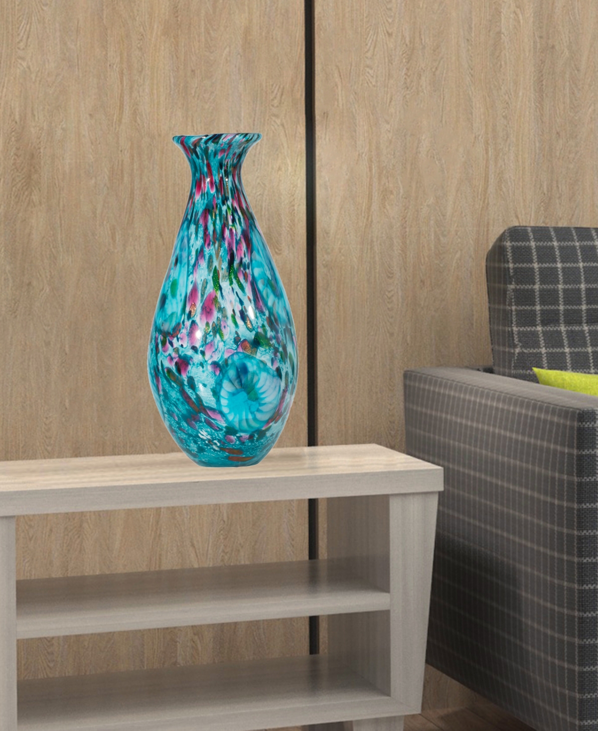 Dale Tiffany Leona Art Glass Vase In Blue