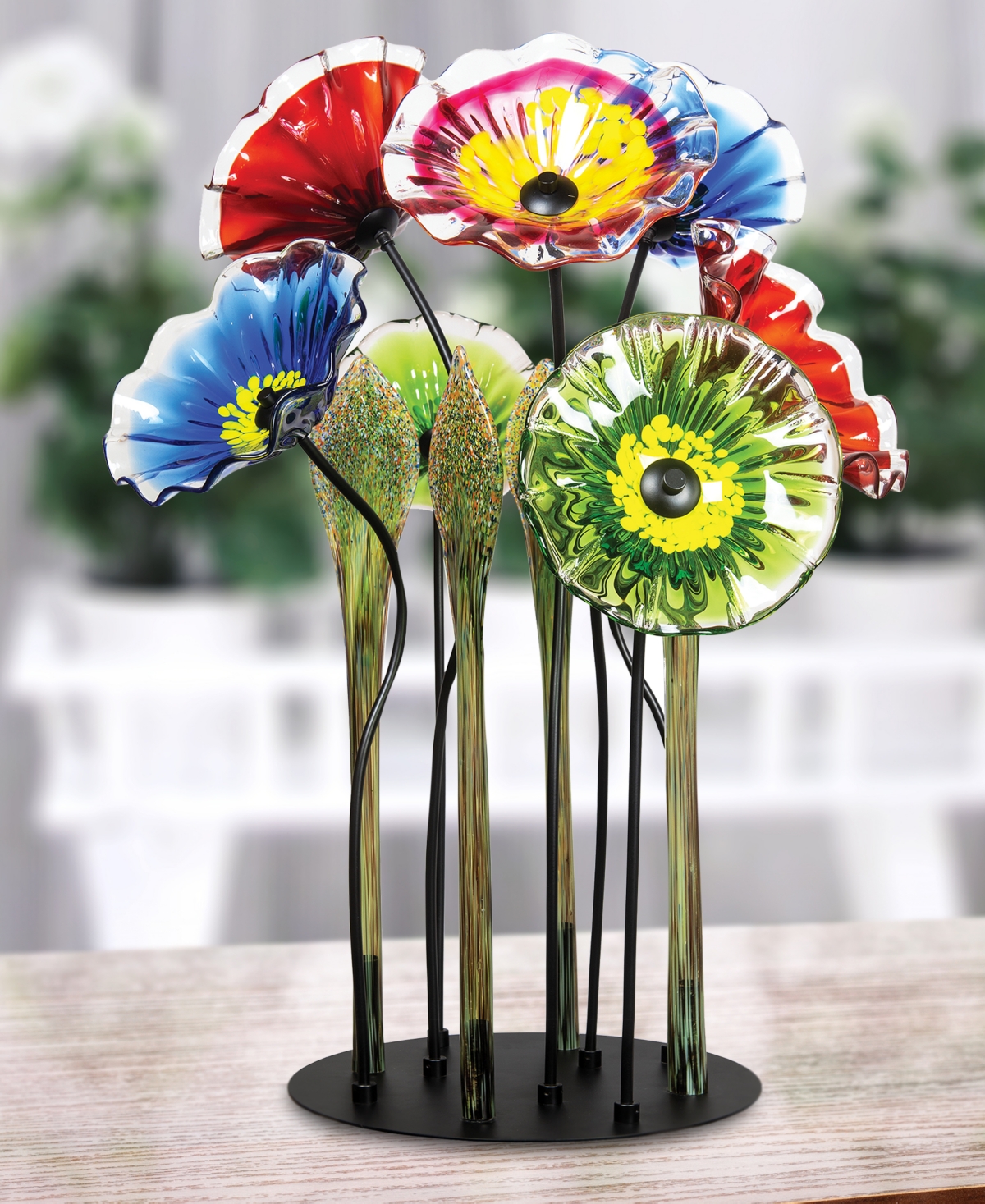 Dale Tiffany 34.5" 7-plate Art Glass Sculpture In Multi