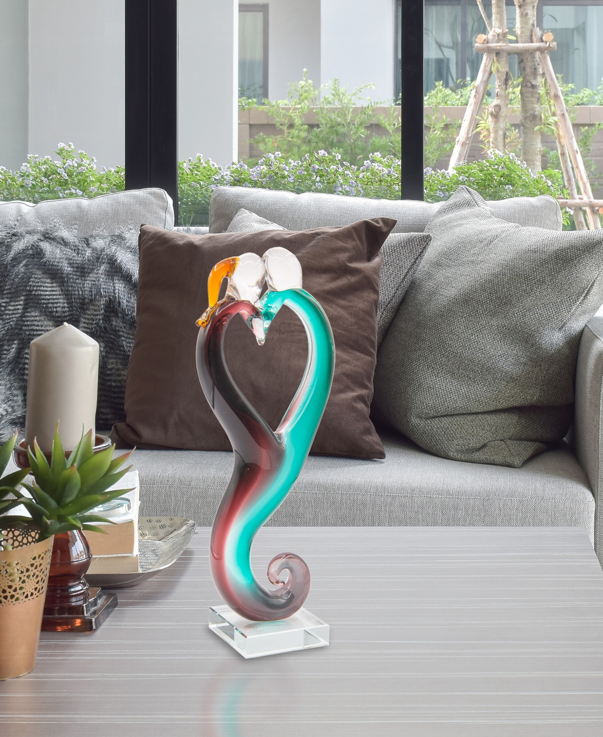 Dale Tiffany Unity Heart Art Glass Sculpture In Multi