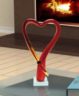 13.75" Opus Heart Art Glass Sculpture
