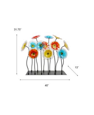 32" Flower Garden Art Glass Sculpture