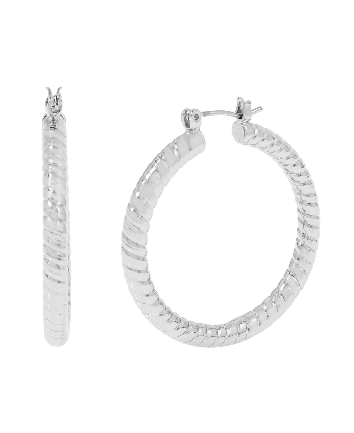 Robert Lee Morris Soho Textured Medium Hoop Earrings In Silver