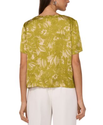 Vince Camuto Womens Printed Satin Short-Sleeve Top - Midi Skirt 13190₽