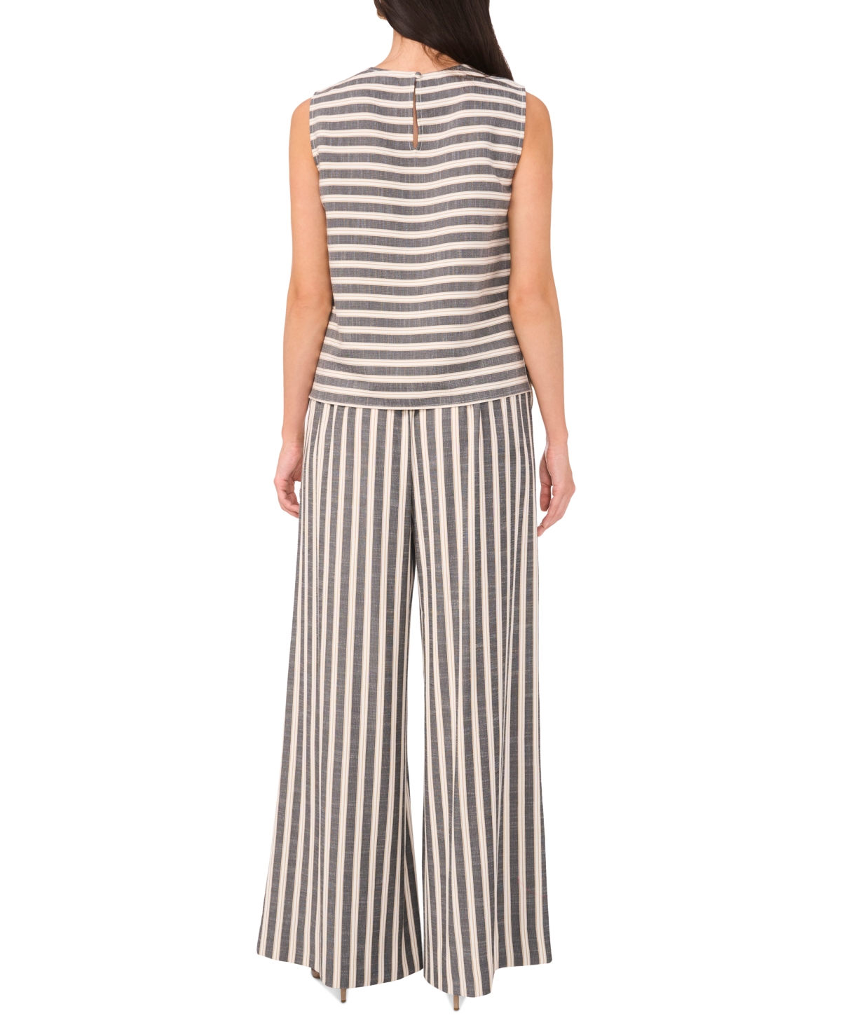 VINCE CAMUTO WOMEN'S STRIPED SLEEVELESS ROUND-NECK TOP 