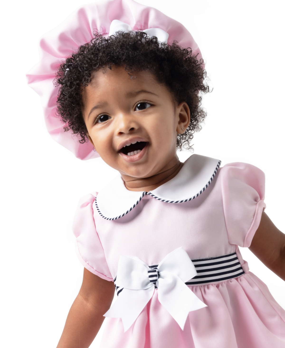 Rare Editions Baby Girl Sailor Dress With Matching Hat, 2-piece Set In Pink