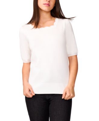 Women's Scalloped Short-Sleeve Sweater 