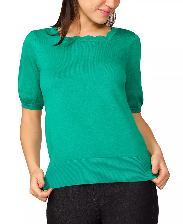 Women's Scalloped Short-Sleeve Sweater