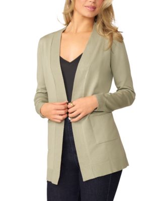 Women's Cable-Trim Open-Front Long Cardigan Sweater