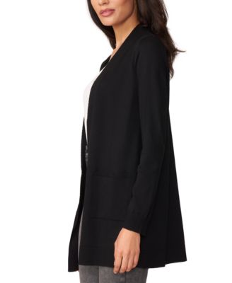 Women's Cable-Trim Open-Front Long Cardigan Sweater