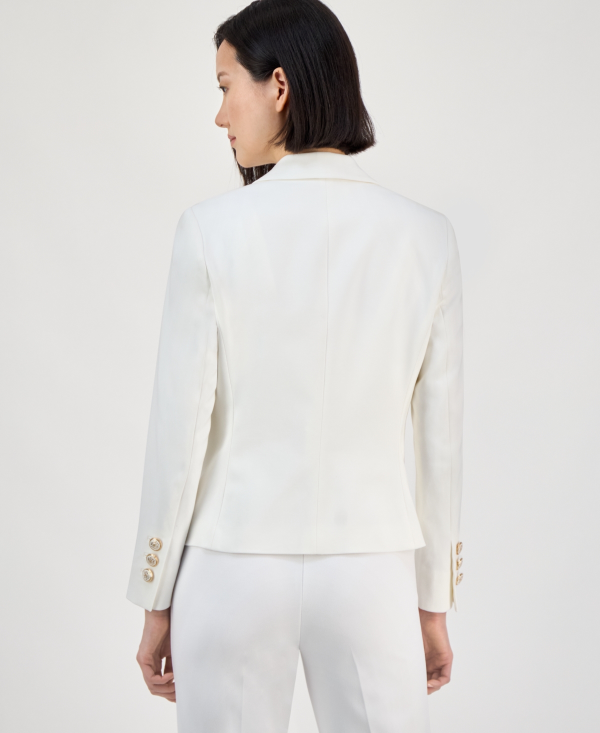 Shop Anne Klein Women's Notched-collar Open-front Jacket In Bright White