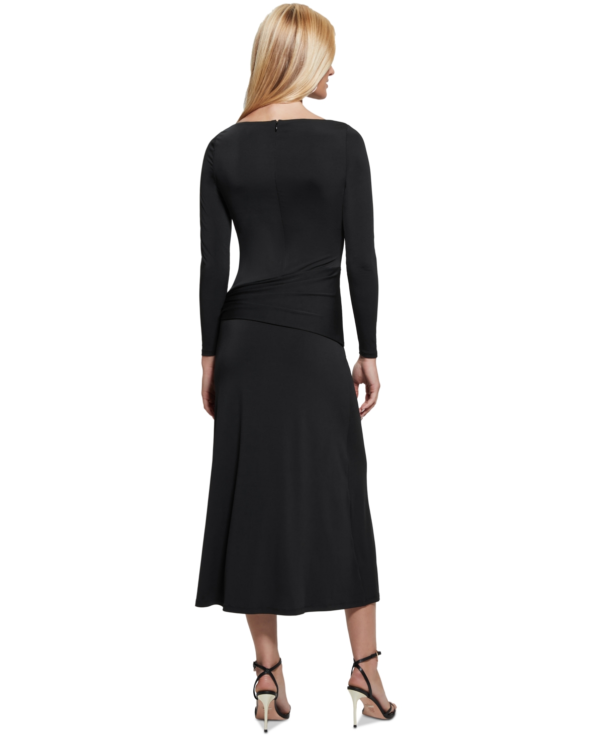 Guess Women's Alisa Gathered Jersey Midi Dress In Jet Black A996