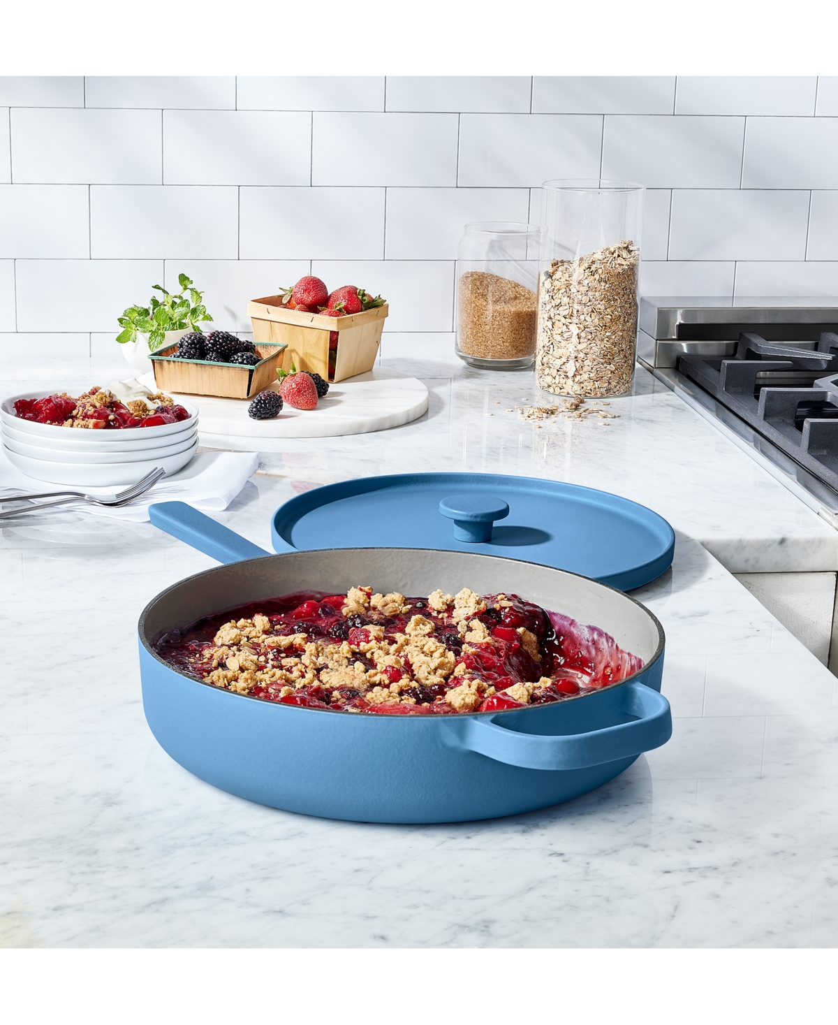 The Cellar Enameled Cast Iron 3.5-qt Braiser, Exclusively At Macy's In Blue