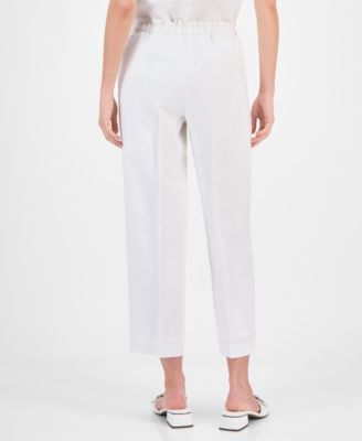 Petite High-Rise Tie-Waist Cropped Pants