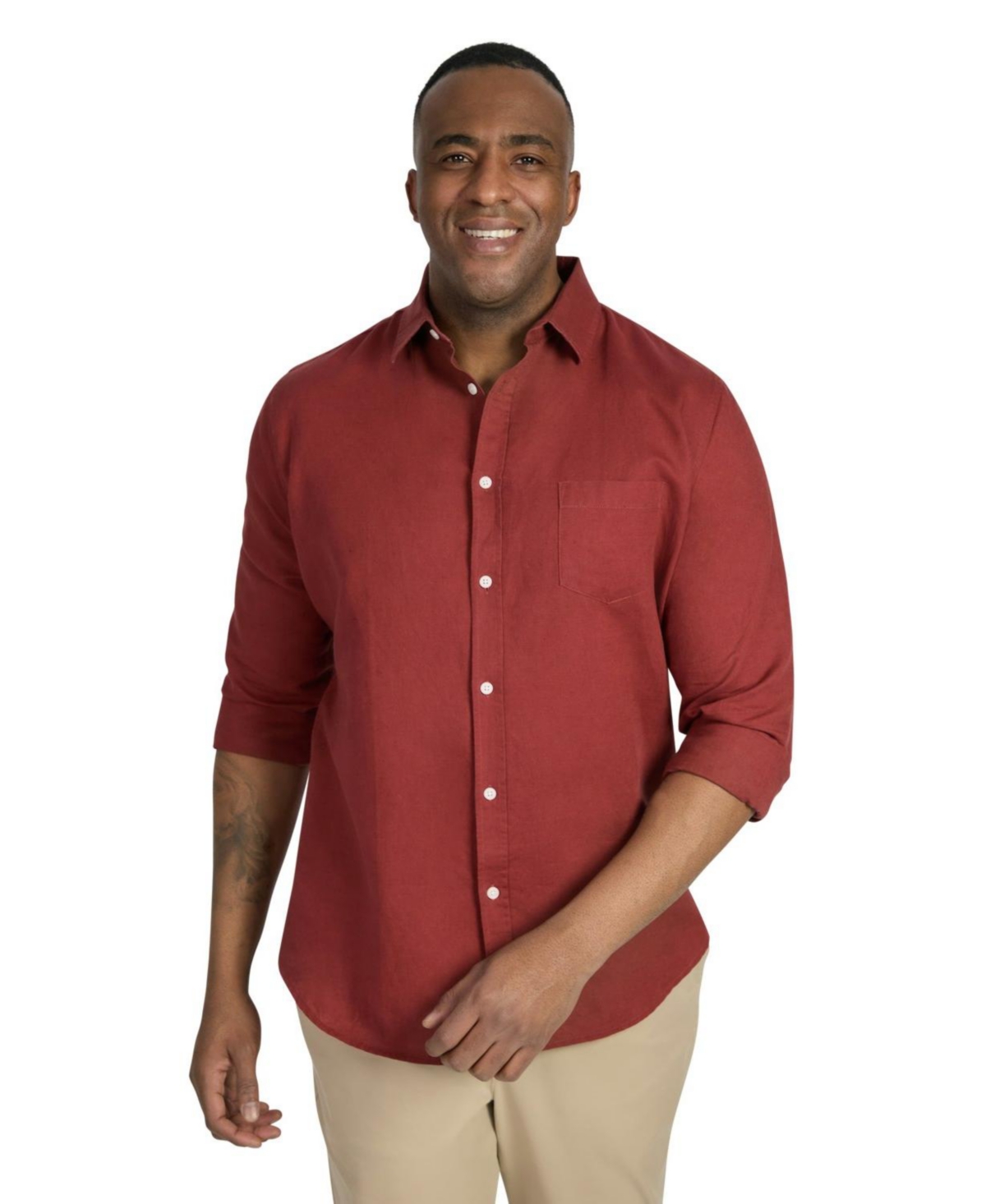 Big & Tall Anders Linen Shirt - Sunset red