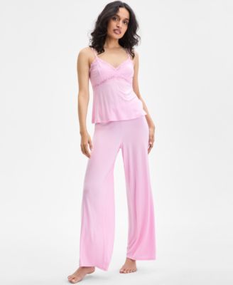 Women's Lace-Trim Knit Tank & Pajama Pants Set, Exclusively at Macy's