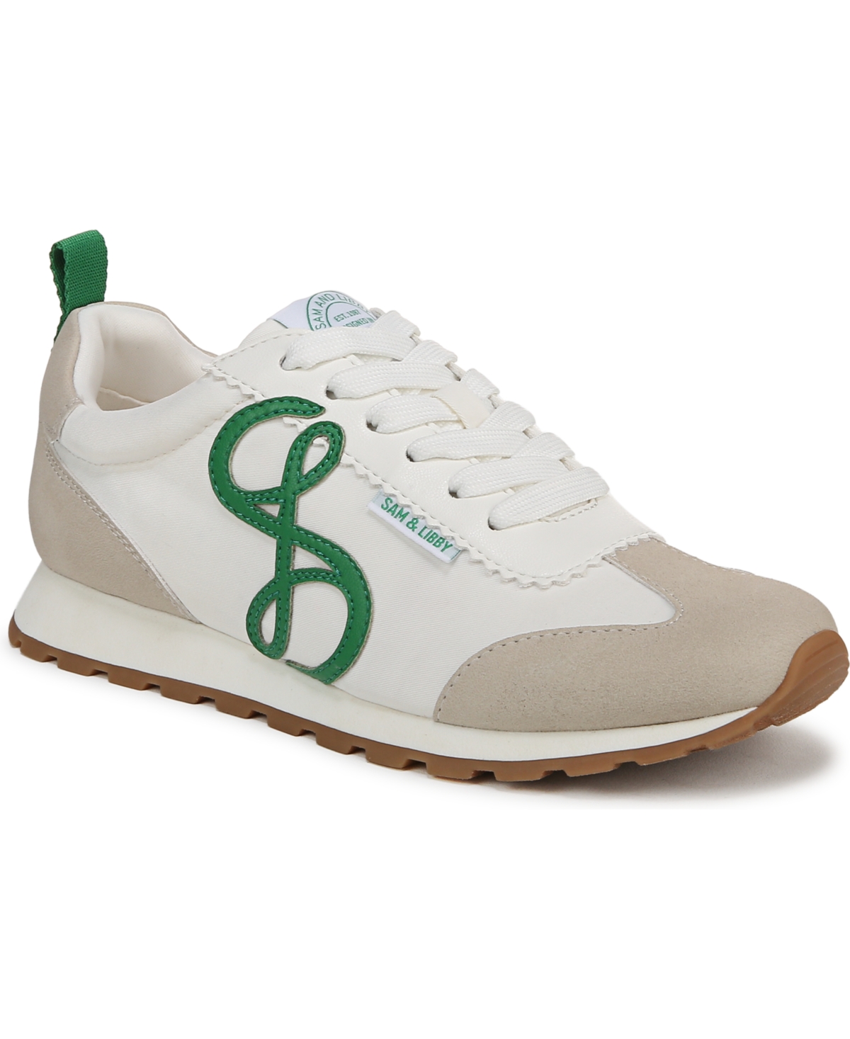 Sam & Libby Women's Rowen Lace Up Retro Sneakers In White,lime Zest