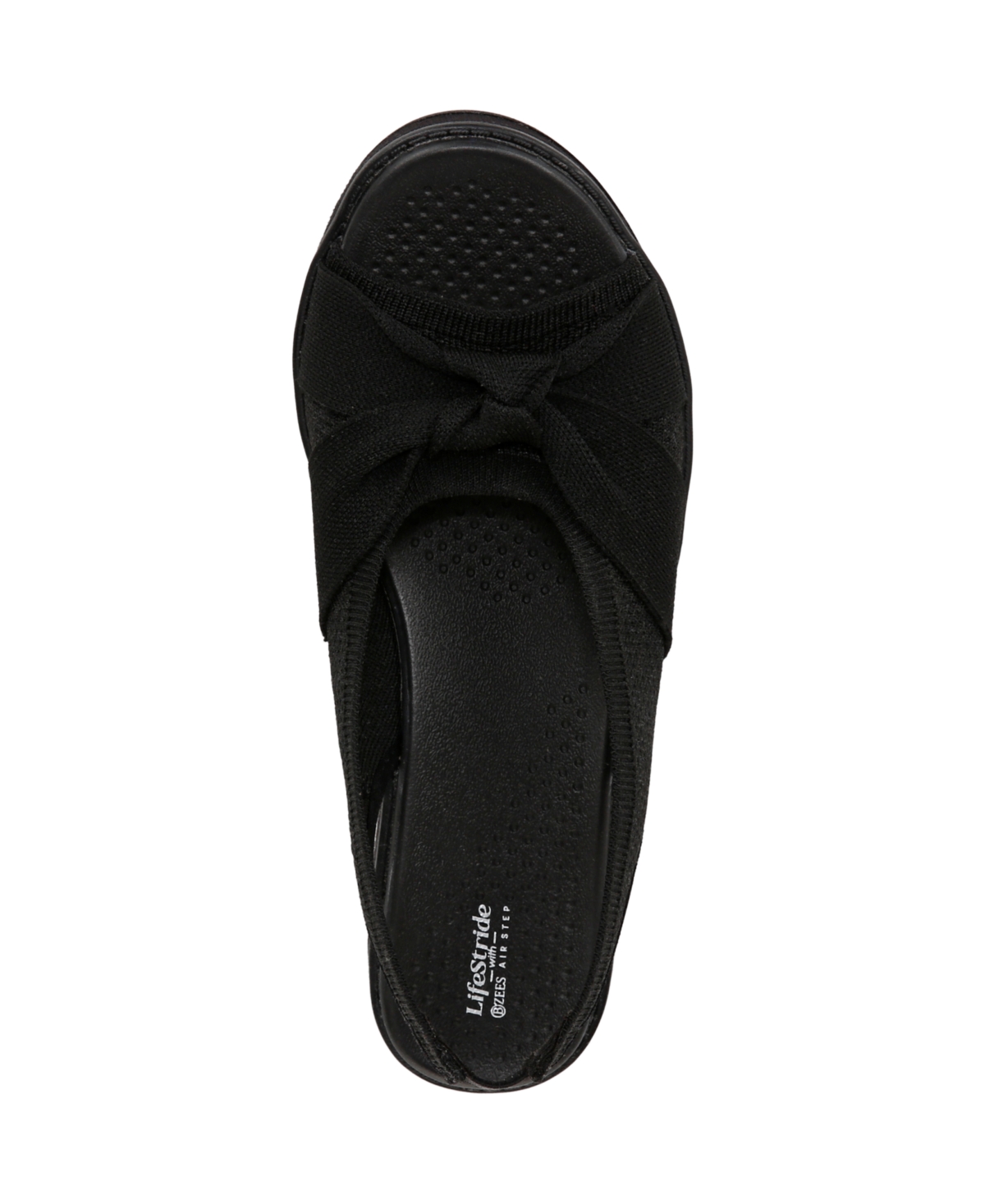 Bzees Bell Slingback Wedge Sandal In Black Knit Fabric