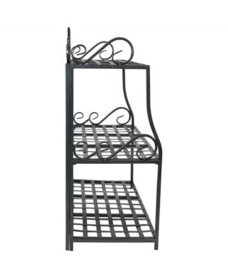 3-Tier Metal Iron Plant Stand with Scroll Design