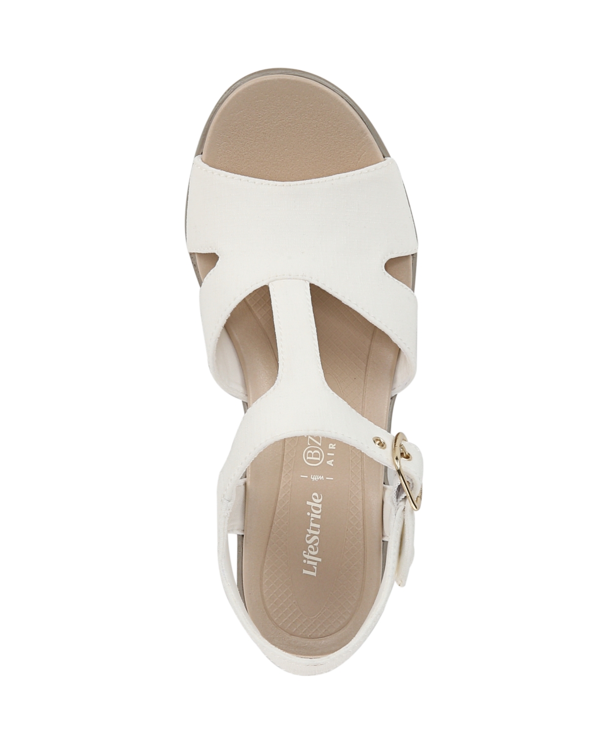Bzees Premium Women's Everly Washable Block Heel Strappy Sandals In White Stretch Denim Fabric