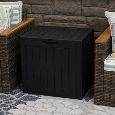 Lockable Outdoor Small Deck Box with Storage and Side Handles - 32-Gal.