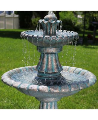 Nouveau 41-Inch Tall 2-Tier Outdoor Garden Water Fountain - Green