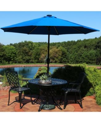 Outdoor Aluminum Sunbrella Patio Umbrella with Solar LED Light Bars and Tilt - 9'
