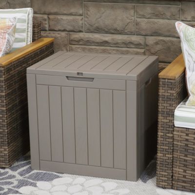 Lockable Outdoor Small Deck Box with Storage and Side Handles - 32-Gal.
