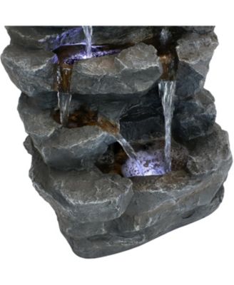 24-Inch Grotto Falls Polyresin Outdoor Water Fountain with LED Lights
