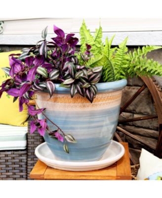 Outdoor/Indoor High-Fired Glazed UV- and Frost-Resistant Ceramic Flower Pot Planter Saucers - 2-Pack