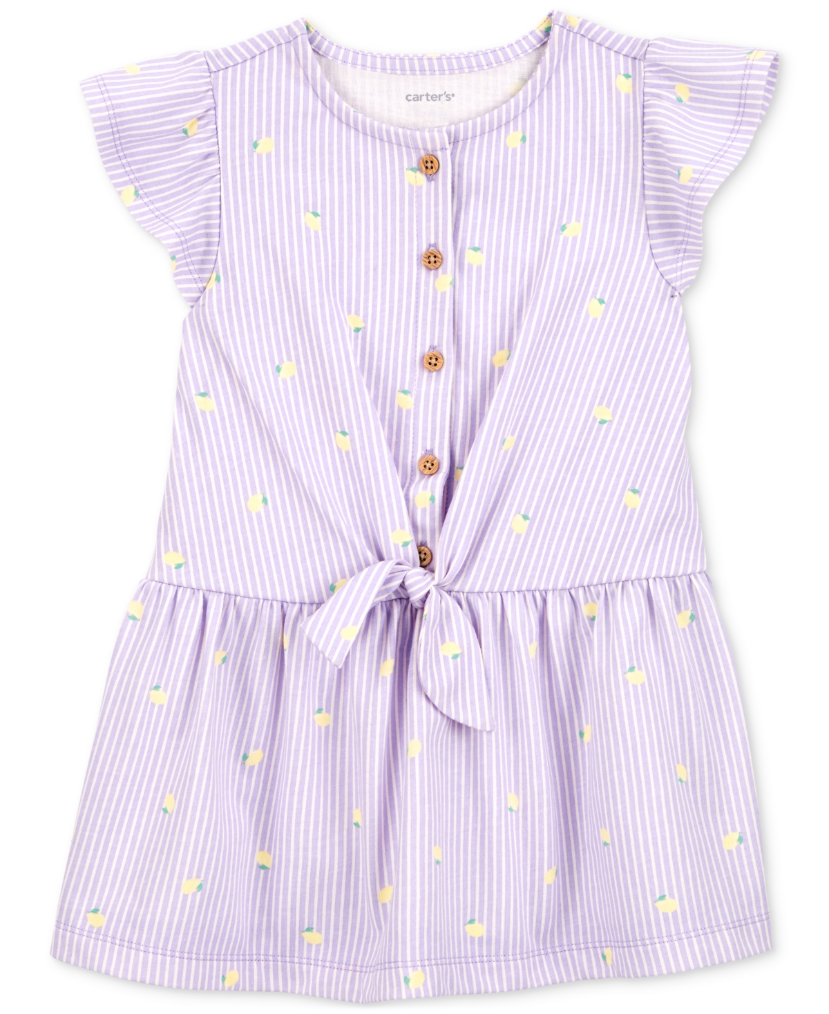 Carter's Toddler Girls Lemon-print Striped Button-front Dress In Open